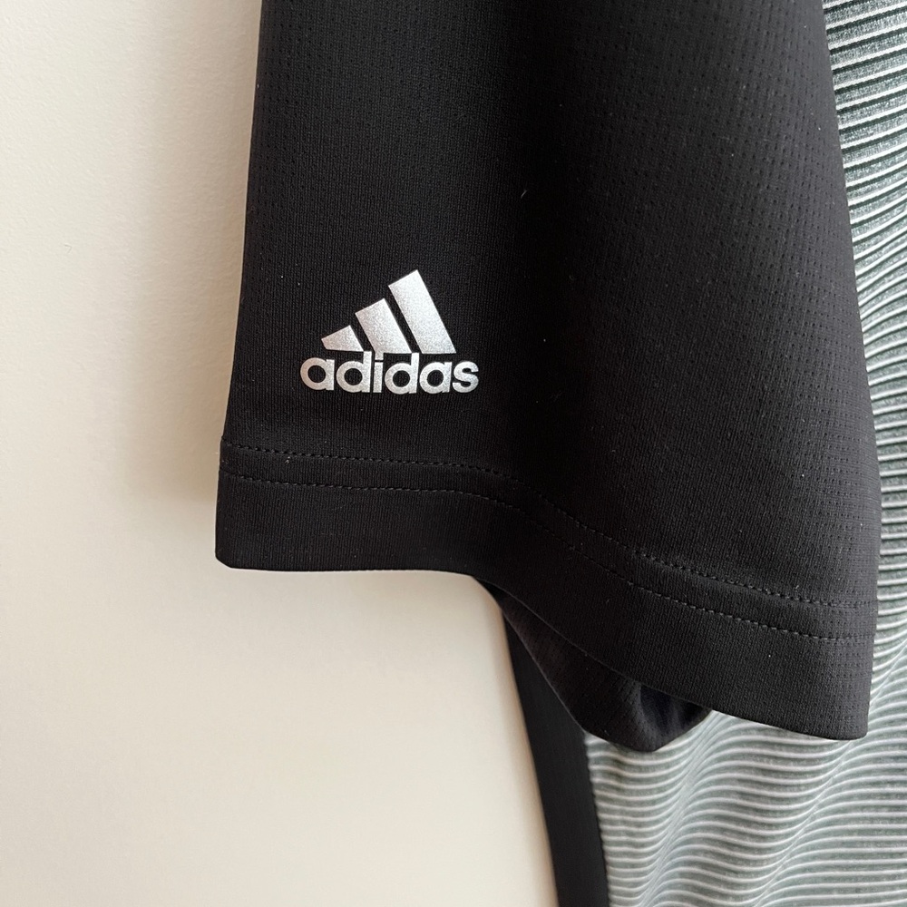 ADIDAS Short Sleeve Polo Striped Shirt Climachill Golf Athleisure Casual Resort - Picture 4 of 14